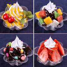 100/50/20pcs Transparent Mini Dessert Cups, Creative Flower Shaped Pudding Cups, Appetizer, Ice Cream, Yogurt, Mousse, Tiramisu Cups, Fruit Salad Party Bowls, Ideal For Birthday Party, Wedding, Baby Shower, Catering, Cocktail, Buffet, Graduation Ceremony, Holiday Dinner, Festival Gathering