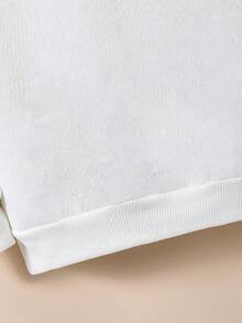 青少年男孩字母图案印花保暖卫衣 - 白色 - 查看 6