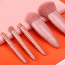 1 Pc Makeup Mirror Set Portable 5 Makeup Brushes Travel Set Mirror Makeup Brushes, Makeup Brushes, Portable Valentine's Day Gift New Year Gift,Brush Set,Makeup Brush Kit,Make Up Brush Set,Make Up Set Complete,Makeup Brush Set,Complete Makeup Kit,Brush Kit,Brushes Makeup Set,Makeup Gift Set - Dusty Pink - View 3