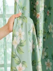 1pc 100% Blackout Curtain, Multiple Styles Available, Rod Pocket Design For Easy Installation. Floral Patterns Suitable For Various Room Windows Decoration, Living Room, Balcony, Bedroom, Hotel. Room Divider Curtain, Office Partition Curtain, Photography Studio Sun Blocking Curtain.