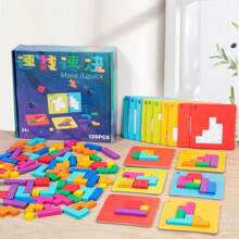 Un set de caja colorida, creada creativamente de madera y papel, con 9 formas * 108 piezas * 20 tarjetas de preguntas para tomar decisiones rápidas. Proporciona educación temprana y resolución de rompecabezas, interacción entre padres e hijos y diversos juegos. Se puede jugar solo o en pares, ejercitando el pensamiento lógico y la coordinación mano-ojo. Es adecuado como regalo para Halloween, Acción de Gracias, Navidad y Año Nuevo.