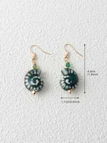 Handmade Stone Beads, Stainless Steel Fish Hook, Ocean Series Earrings, Ceramic Seashell Earrings For Women