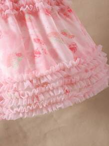 Tween Girls Elegant Cap Sleeve Mesh Chiffon Cable Knit Dress