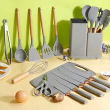 Kit 19 Peças Jogo de Utensílios de Cozinhaa em Silicone Completo Antiaderente e Resistente