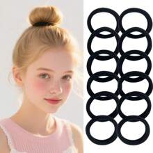 100 pièces/10 pièces Élastiques à cheveux noirs pour femmes, simples, élégants et non dommageables. Chouchous coréens tout-aller sans couture, convenant aux adolescentes et aux étudiantes pour un usage quotidien, coiffure, attache-cheveux, accessoires capillaires, porte-queues de cheval, élastiques à cheveux, bandes de caoutchouc