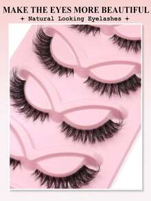 5 Pairs Of Transparent Stem 3D Fluffy Cat Eye/Fox Eye False Eyelashes By NAIJEMA. Natural Look, Soft & Curled, Lash Extension, Dramatic Lashes Strip Lashes, Lashes, Eyelashes, Fake Lashes - Black - View 3