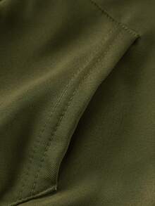 秋冬新品，儿童柔软棉质休闲街头风连帽外套，男女通用宽松透气拉链运动衫，带口袋，创意城市名称标语图形印花 - 軍綠色 - 查看 8