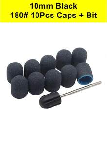 Easy Nail 10个指甲打磨帽，带10毫米钻头，适用于足部锉刀、去茧器、美甲修脚抛光，#80 #120 #180 粉色紫色