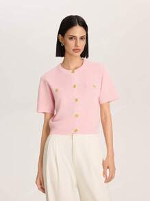 Short Sleeve Minimalist Fashion Knitted Cardigan