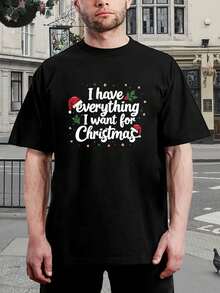 Camisetas de Navidad a juego para parejas - Divertidas camisetas navideñas para él y para ella, tops de pijama negros, camisetas para fiestas navideñas. Ya tengo todo lo que quiero para Navidad - Negro - Ver 1