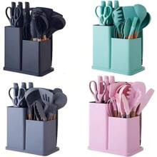 Kit 19 Peças Jogo de Utensílios de Cozinhaa em Silicone Completo Antiaderente e Resistente