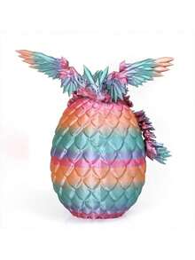 1pc 4D Printed Flying Dragon With Movable Wings And Joints, Animated Animal Model Dragon Egg Crystal Decoration, Birthday, Easter, April Fool's Day, Perfect Gift, Toy