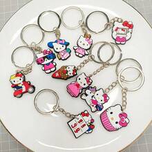 10pcs/Set Sanrio Cartoon PVC Keychain, Cute Keychains, Party Favors, Gift Bags, Fillers, Birthday Party Supplies