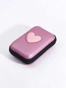 1 pieza Bolsa de almacenamiento portátil con forma de corazón de material EVA, adecuada para organizar cables/auriculares/cargadores/pequeños accesorios digitales/monedas