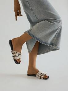 SRSOO Dép xỏ ngón đế bằng phong cách Bohemian mùa hè mới 2025, dép đi biển đế mềm cho nữ - màu đen - Xem 7