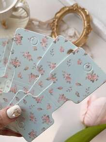 20/50/100pcs Flower Jewelry Display Cards Pink Yellow Floral Necklace Display Card Packaging Bracelet Making Kit Jewelry Organiser Retail Store Labels For Small Business Supplies