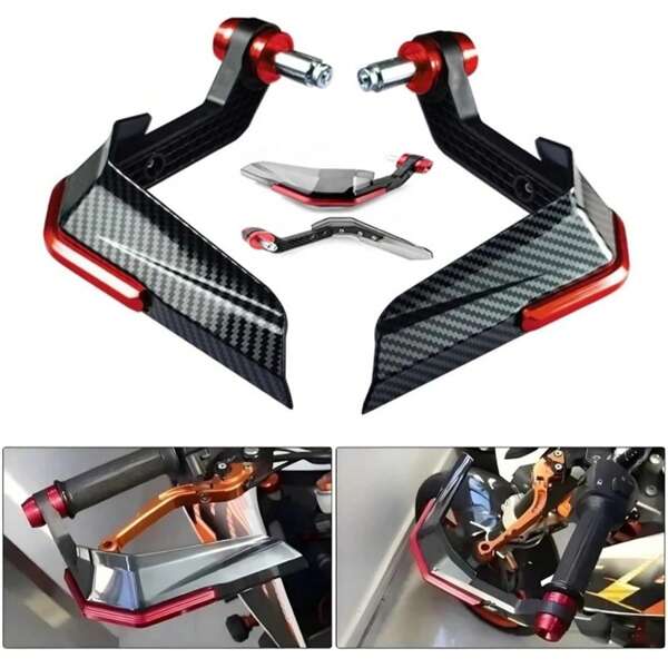 2 PIEZAS Protector de manillar de motocicleta, guardamanos extensibles universales para embrague y freno, accesorios de manillar con acabado en rojo CNC, aptos para motocicleta deportiva, de calle y todo terreno