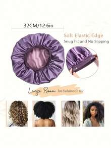 1pc Reusable Large Women Shower Cap, Elastic Adjustable Shower Hat For Long Hair - Shower Cap - View 6