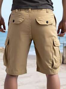 Short cargo classique, short cargo ample et décontracté à plusieurs poches pour hommes pour l'extérieur, le travail et l'été. Short cargo ample et décontracté de couleur unie pour homme, short Bermuda