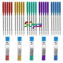 50 piezas Agujas universales para máquina de coser de punta regular, tamaños 65/9, 75/11, 90/14, 100/16, 110/18, 5 colores - Multicolor - Ver 1
