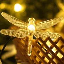 1pc Solar Powered Dragonfly String Lights, 8 LED Lighting Modes Outdoor Waterproof Fairy Lights For Garden, Yard, Balcony, Tree, Patio, Porch, Pathway, Fence; Decorative Hanging Solar Lights For Backyard