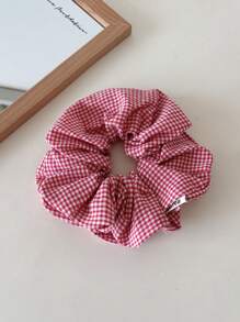 Korean Style Cute Dopamine Plaid Large Scrunchie Gentle Soft Bun Elastic Hair Ties Ponytail Holder, New Design Scrunchies Scrunchy Hair Ties