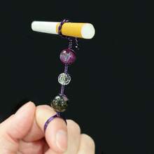 1 件紫色水晶珠手工绕线环烟嘴，女士吸烟配件环烟夹