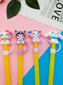 Sanrio 1 pezzo Coperchio in silicone kawaii a forma di personaggi della serie Sanrio Hello Kitty, My Melody, Kuromi, Cinnamoroll per tazze e bicchieri con cannucce, accessori, articoli per la scuola