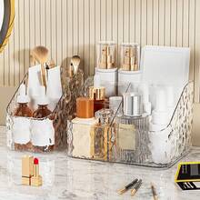 1 pieza Estantería de almacenamiento para baño, Bandeja de exhibición de cosméticos, Cesta de almacenamiento de cosméticos, Caja de almacenamiento de parches para uñas, Estantería de almacenamiento de artículos de oficina - transparente - Ver 7