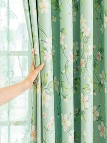 1pc 100% Blackout Curtain, Multiple Styles Available, Rod Pocket Design For Easy Installation. Floral Patterns Suitable For Various Room Windows Decoration, Living Room, Balcony, Bedroom, Hotel. Room Divider Curtain, Office Partition Curtain, Photography Studio Sun Blocking Curtain.