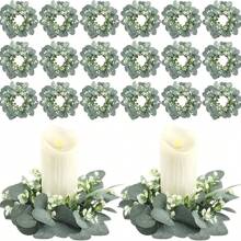 1/2pcs Artificial Plastic Eucalyptus Wreath, Suitable For Farmhouse Holidays, Celebrations, Parties, Home Porch, Christmas, Halloween, Spring Festival Decoration. The Small Wreath Can Be Used Indoor Or Outdoor, Hang Above Fireplace, Front Door Or Living Room Wall.