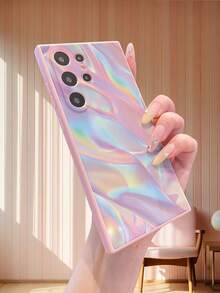 1pc Luxury Gorgeous Colorful Gradient Pattern Frosted Anti-Fall Mobile Phone Case Compatible With Apple/Compatible With Redmi/Compatible With Infinix/Compatible With Vivo Waterproof Shockproof Scratch Resistant,International Version, Not The Domestic Version - Pink - View 5