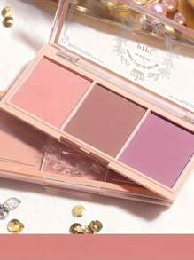 1pc 3-Color Natural Matte Blush Palette: Nude, Natural Matte Apricot, Natural Matte Tea Rose Color Blush