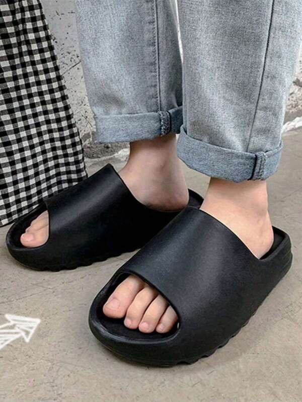 Men's Summer Slippers Casual Shower Bath House Slide Sandals, Anti-Slip, Lightweight, Indoor & Outdoor, Beach