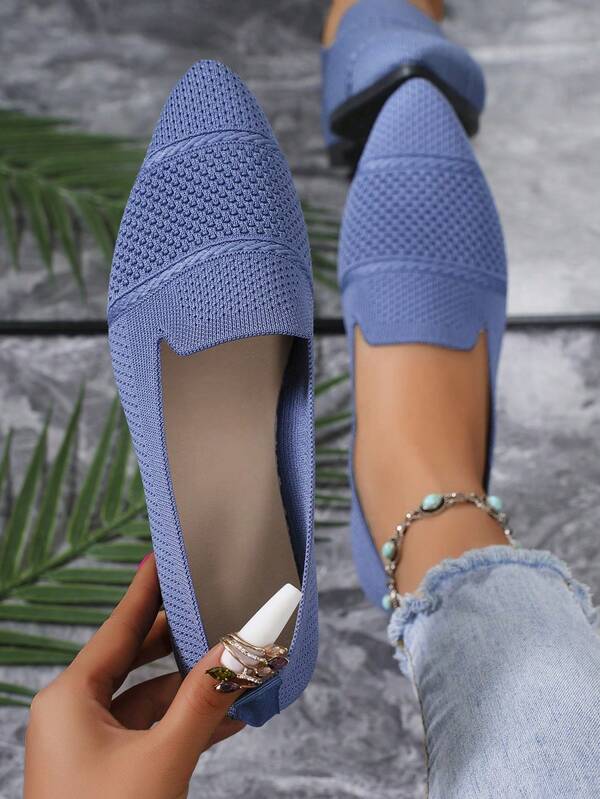 Zapatos planos de punto con puntera puntiaguda para mujer, zapatos planos de estilo bohemio de rayas, fashionistas, apropiados para oficina, fiesta, hogar, exterior, playa, boda, vacaciones, todas las temporadas