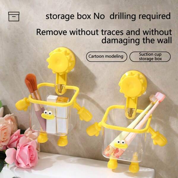Étagère de rangement murale à ventouse, convient pour les toilettes, la salle de bain, la coiffeuse, la boîte de rangement à ventouse, les mouchoirs de papier recyclés