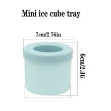 1 pieza Molde de cubitos de hielo de silicona rosa con tapa, Molde de cubitos de hielo mini, Molde de cubitos de hielo cilíndrico azul, Vaso de cubitos de hielo mini fácil de liberar y apilable