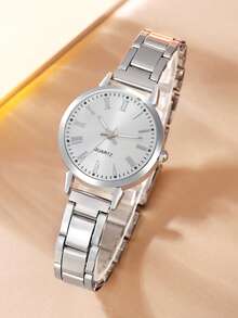 2/1 件时尚圆形表盘石英手表搭配同色系心形水钻珠宝手链，非常适合派对、度假用品、度假服装、旅行打包以及为亲朋好友购买礼物 - 彩色 - 查看 8