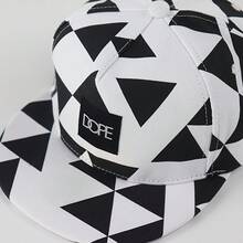 1PC DOPE Fabric Triangle Block Print Street Dance Hip-Hop Hat  Flat Edge Baseball Hat Men's And Women's  Blingbling  Letter  Casual - 黑色 - 查看 4