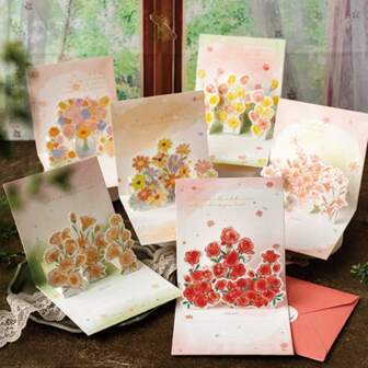 Un set de 6 cartes de vœux pour les fêtes, convenant pour les anniversaires et diverses occasions, avec enveloppes et autocollants pour enveloppes. Fournitures scolaires, rentrée des classes.