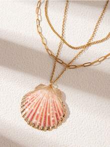 1Pc New Stainless Steel Starfish Necklace Women's Ocean Element Shell Dolphin Pendant Pearl Pearl Necklace