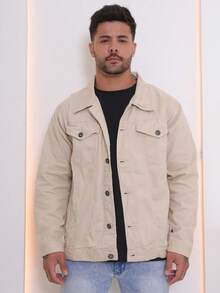 Men's Denim Jacket Men's Denim Jacket With Pockets - 奶油色 - 查看 5