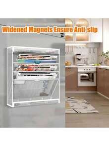 5 Tier Magnetic File Holder, No Drilling Wall File Organizer, Magazine Paper Mail Document Holder/Magnetic Hanging File Organizer For File Cabinets,Whiteboard Refrigerator,Office,Classroom(Black) - White - View 3