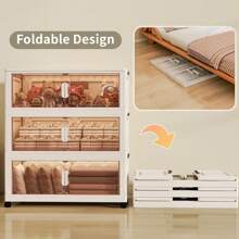 5/3/1-Layer Multifunctional Folding Storage Cabinet With Large Storage Capacity - Bottom Movable Pulley - Thickened Material Saves Storage Space - Easy And Worry Free Installation, Suitable For Clothes, Bedding, Kitchen Utensils, Shoes, Bags, Books