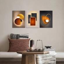 1/3 piezas de arte de pared de iluminación abstracta, arte de pared de estilo moderno, arte de pared de accesorios de iluminación geométricos y lúdicos, obra de arte de lienzo vibrante y energética, ideal para sala de estar, dormitorio, oficina, salón, decoración de pared, decoración del hogar y la universidad, sin marco / enmarcado - Multicolor - Ver 3
