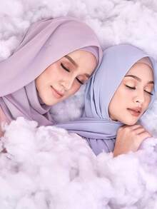 4pcs/Set Women's Solid Color Pearl Chiffon Scarf Hijab Set - Multicolor - View 9