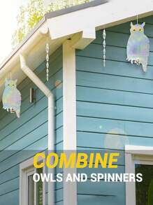 Anti-Bird Repellent Reflective Owl, Plastic Hanging Reflective Scare - Decorative Wind Turbine For Home And Garden, Owl Repellent - Plastic Hanging Reflective Repellent - Decorative Fan For House And Garden,Prevent Fruit Theft,Autumn Fall