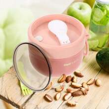 1 Set Recipiente para Avena Overnight con Tapa, Taza Portátil para Avena Overnight con Cuchara, Recipiente de Yogur a Prueba de Fugas de Plástico, Recipiente para Avena, Recipiente para Postres y Bocadillos, Ideal para Camping, Picnic, Playa, Vuelta al Colegio, Lonchera, Tazón de Desayuno Sellado de Plástico con Tapa para Almacenar Avena Overnight, Yogur y Leche - Multicolor - Ver 9