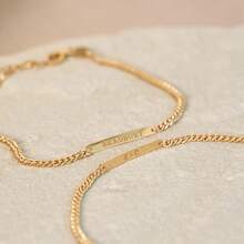 Custom Engraved Mini Bar Bracelet Chain, Dainty Name Layering Adjustable Bracelet Wedding Jewelry Anniversary Valentine's Day Gift For Boyfriend Girlfriend Husband Christmas Birthday Mother's Day,Gold,Vintage, Personalized Gift, Statement - Multicolor - View 9