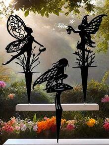 1 szt. Kreatywny Kwiat Wróżka Artystyczny Dekor Wiatrowskaz Zewnętrzny Ogród Metalowy Rzemiosło, Dekoracja Ogrodowa